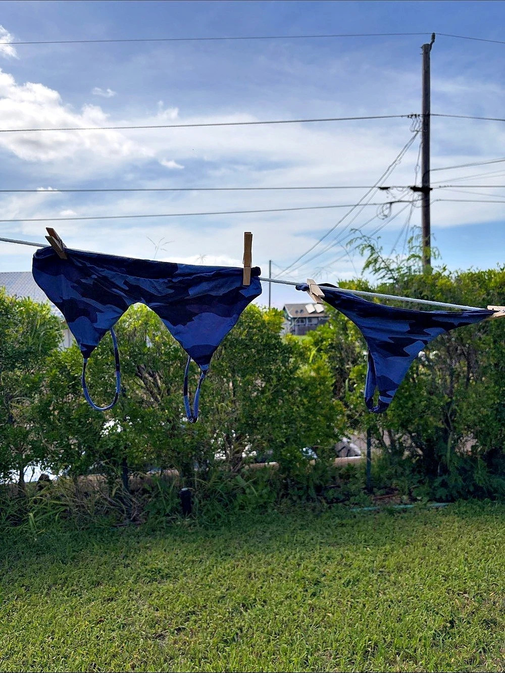 Navy Camo Bikini set Blue Black Size Medium top small bottoms